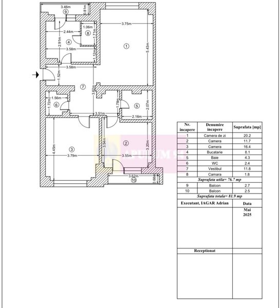 Vanzare apartament cu 3 camere in zona Unirii-Fântâni